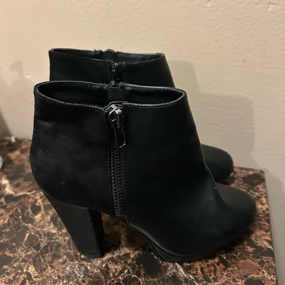 Call It Spring Black Ankle Boots with chunky 4 inch heel- 8.5